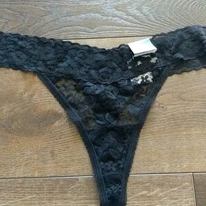 INC Lace Thong Underwear Lingerie Panties Deep Black NWT Plus Size XL
